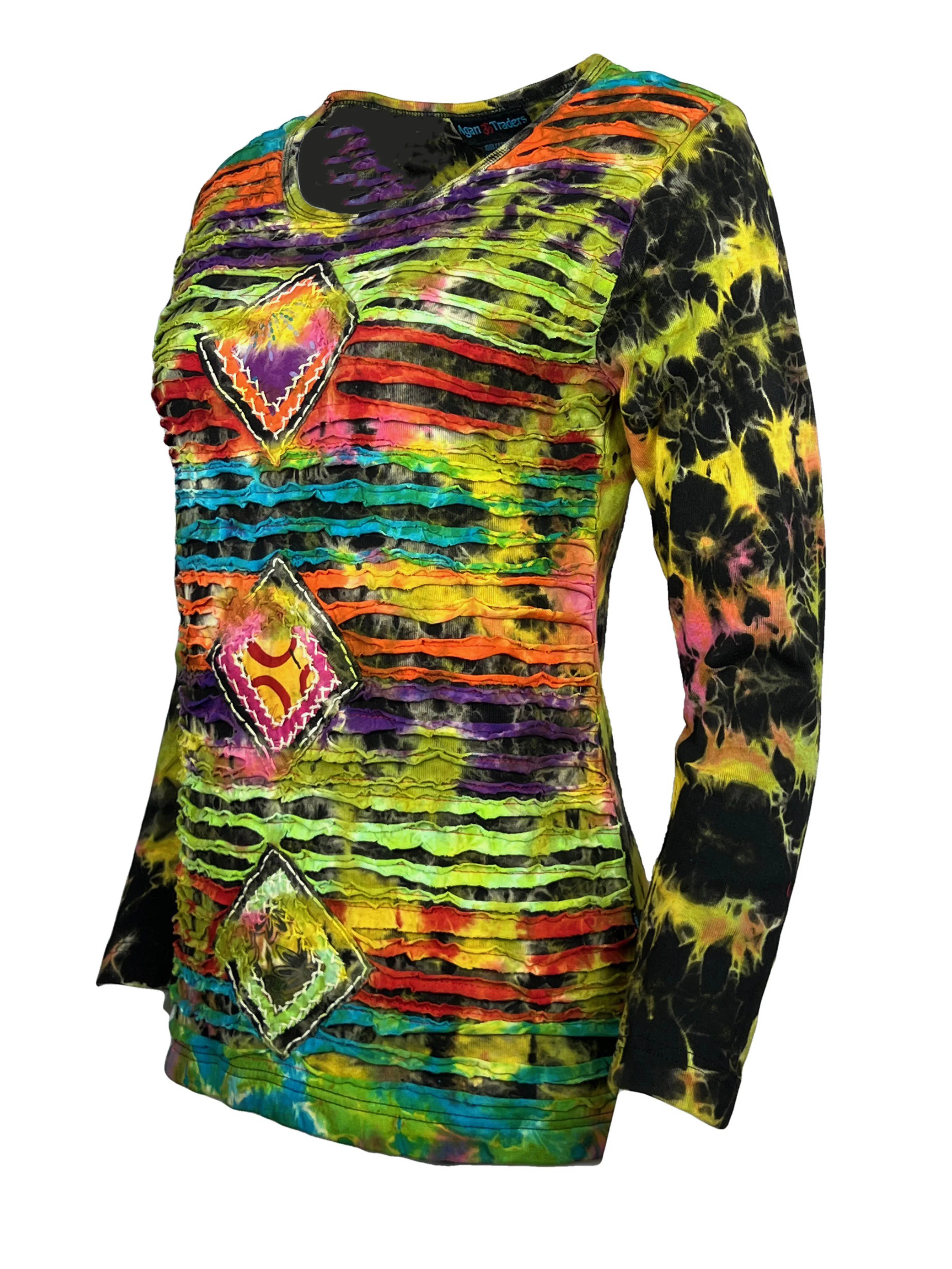 270 / 271 RB Bohemian Knit Tie dye Patched Embroidered Shirt Blouse