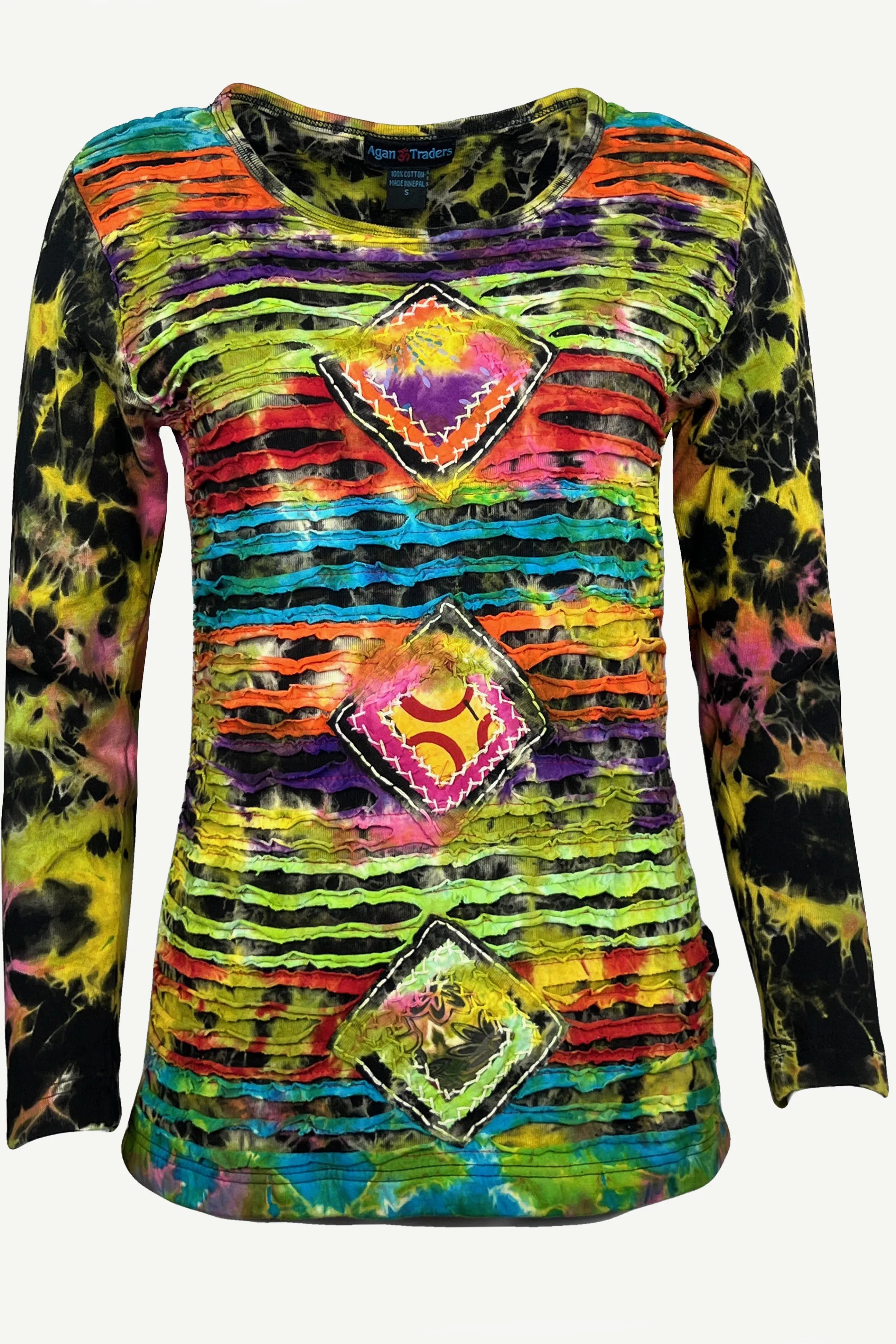 270 / 271 RB Bohemian Knit Tie dye Patched Embroidered Shirt Blouse