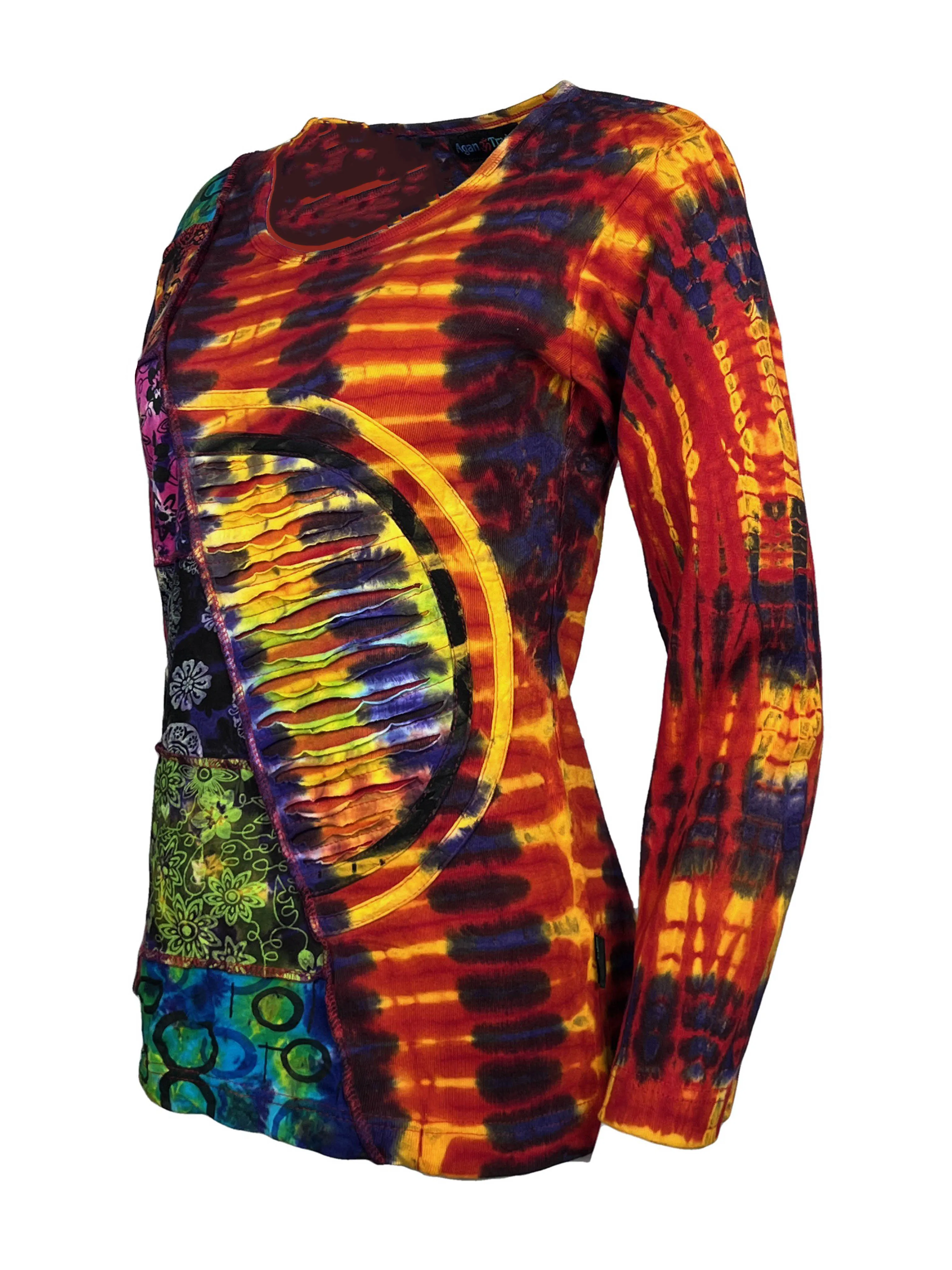 270 / 271 RB Bohemian Knit Tie dye Patched Embroidered Shirt Blouse