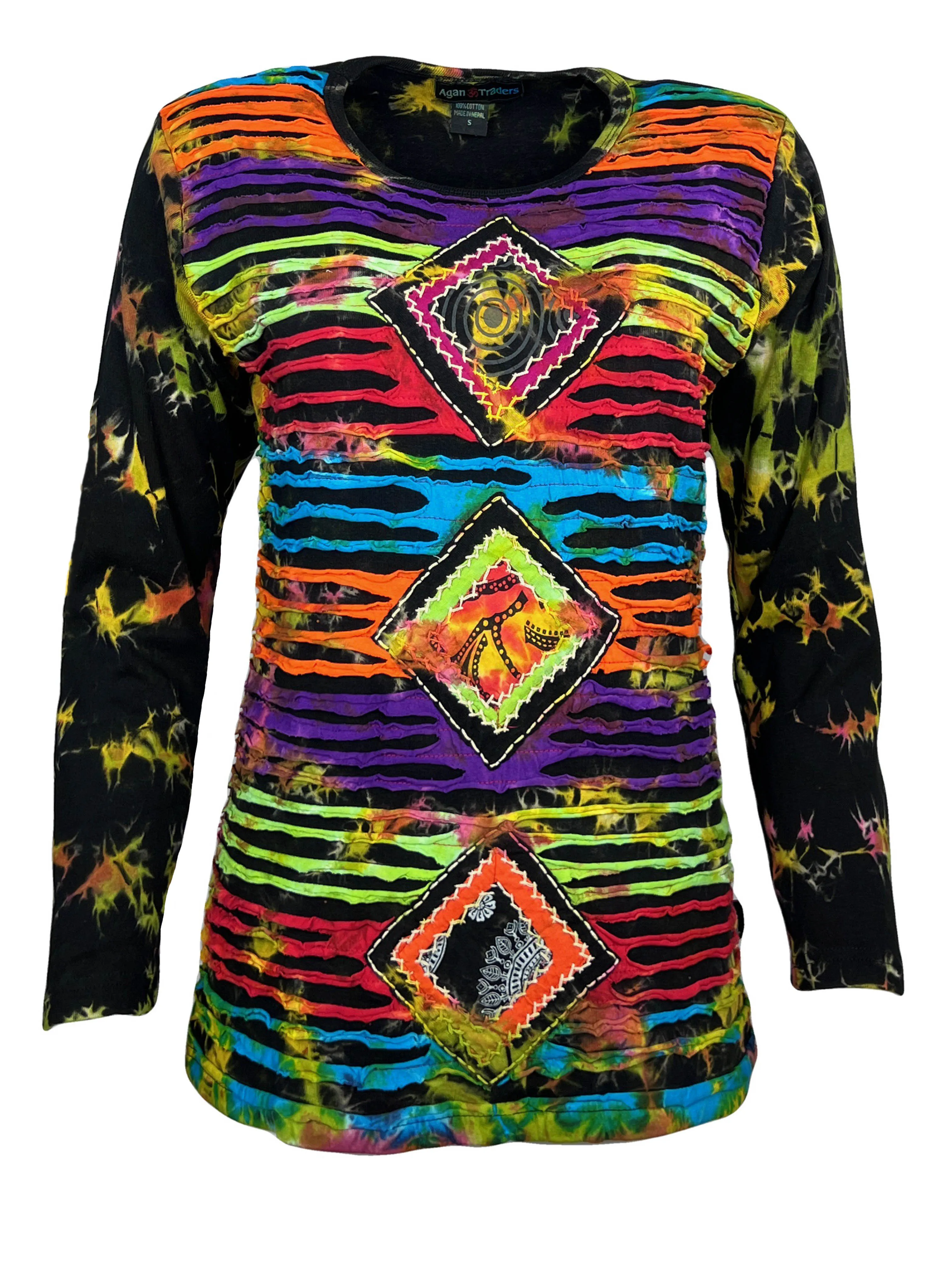 270 / 271 RB Bohemian Knit Tie dye Patched Embroidered Shirt Blouse
