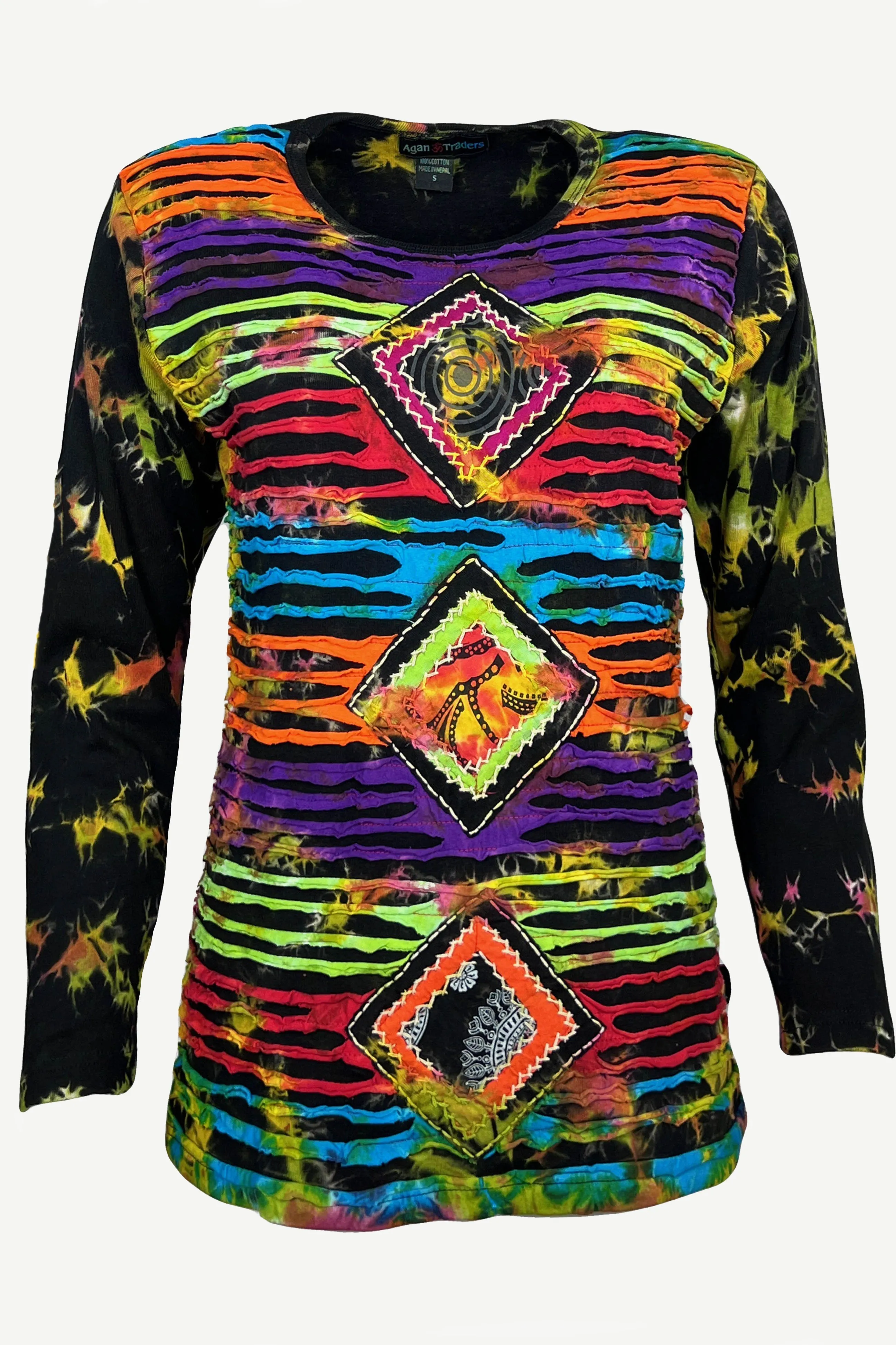 270 / 271 RB Bohemian Knit Tie dye Patched Embroidered Shirt Blouse