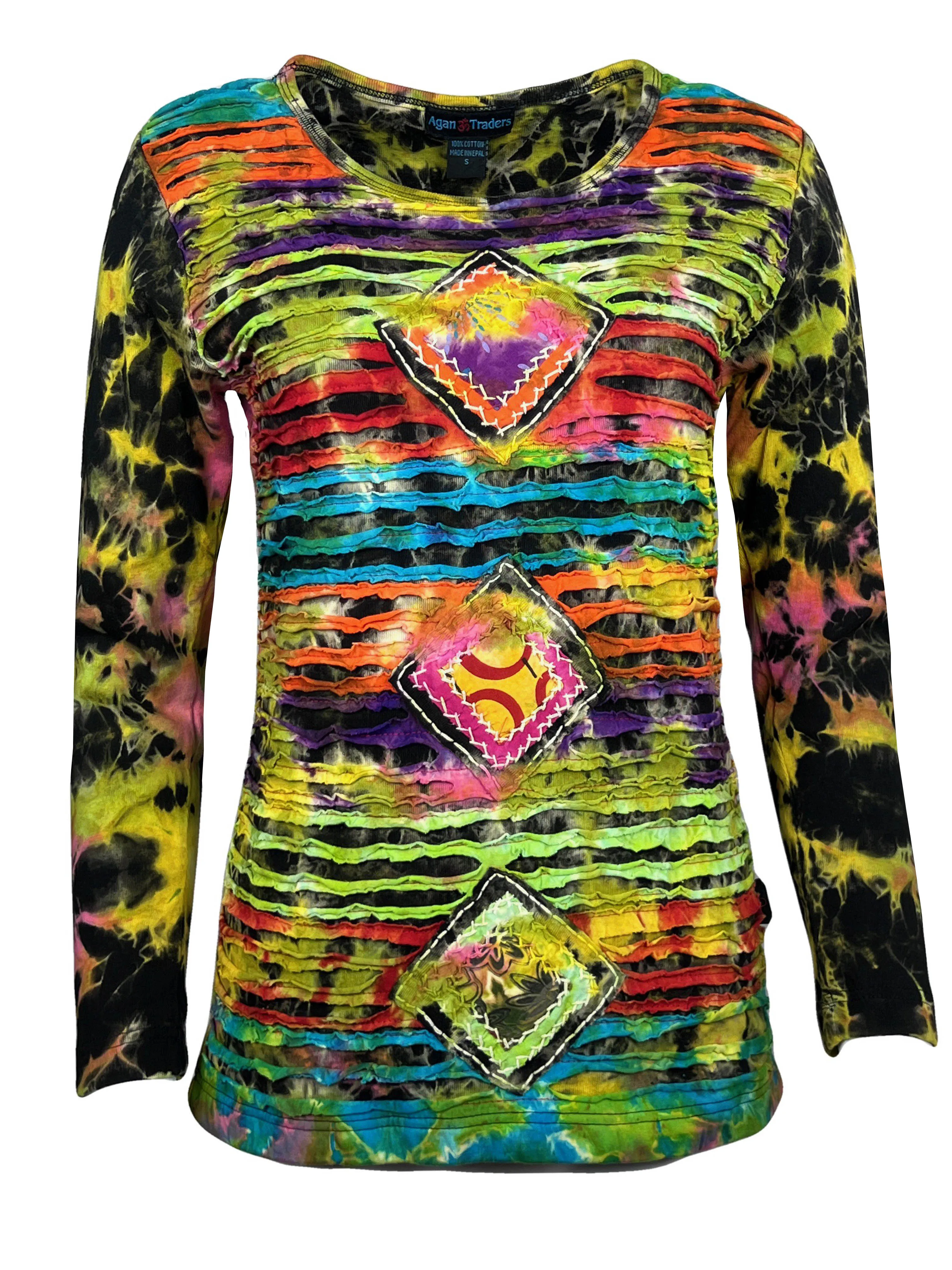 270 / 271 RB Bohemian Knit Tie dye Patched Embroidered Shirt Blouse