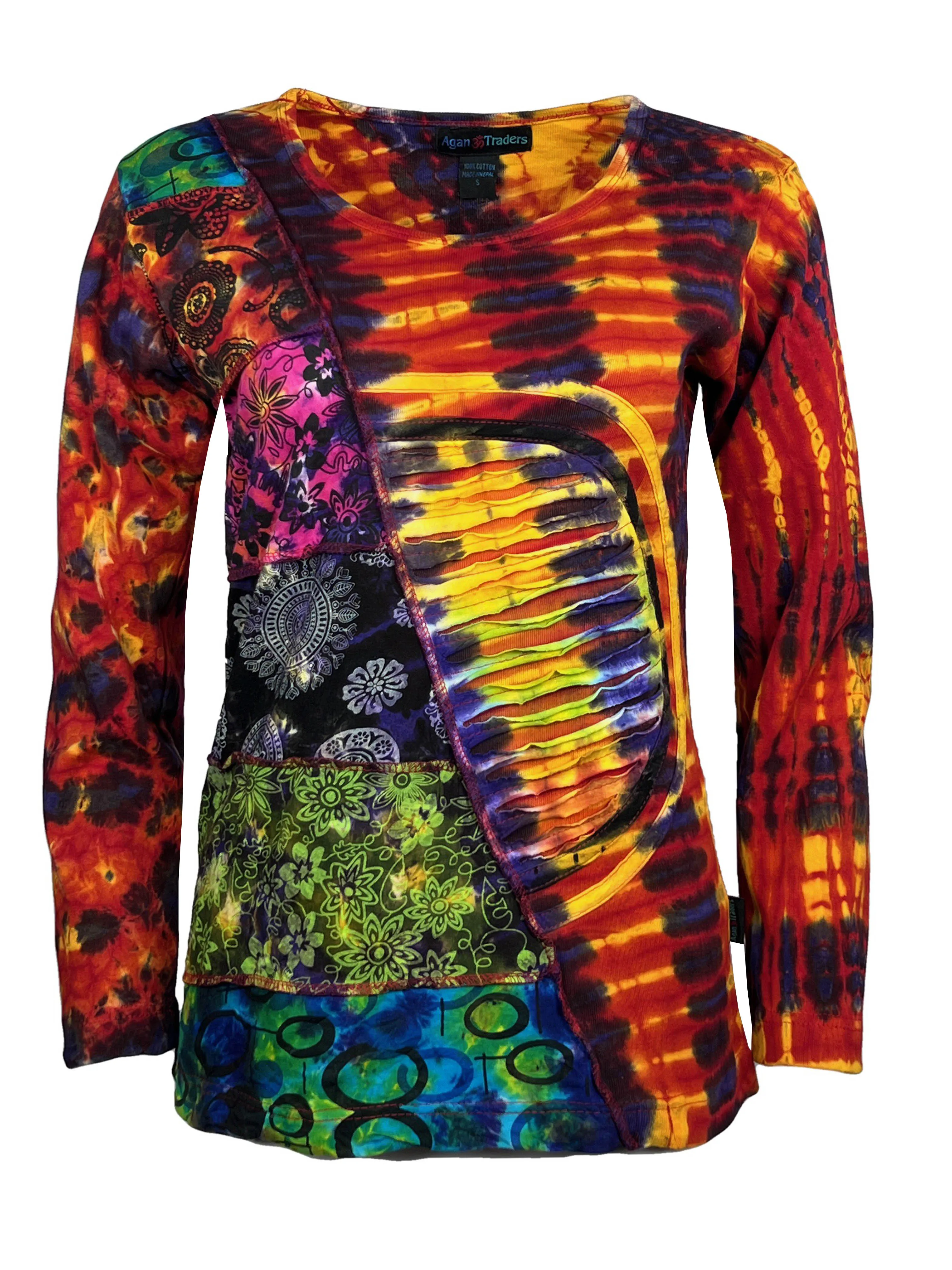 270 / 271 RB Bohemian Knit Tie dye Patched Embroidered Shirt Blouse
