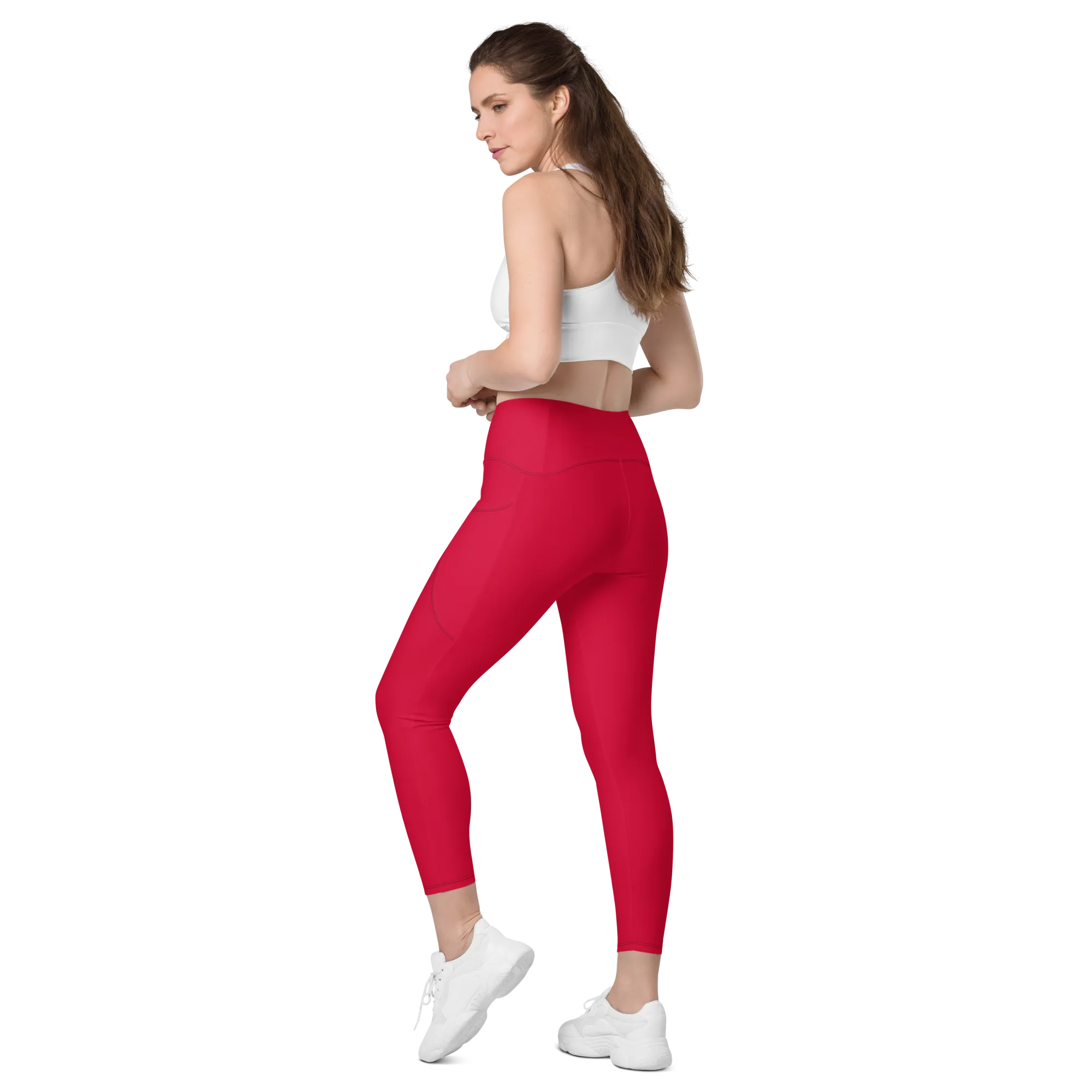 All Red Leggings with pockets