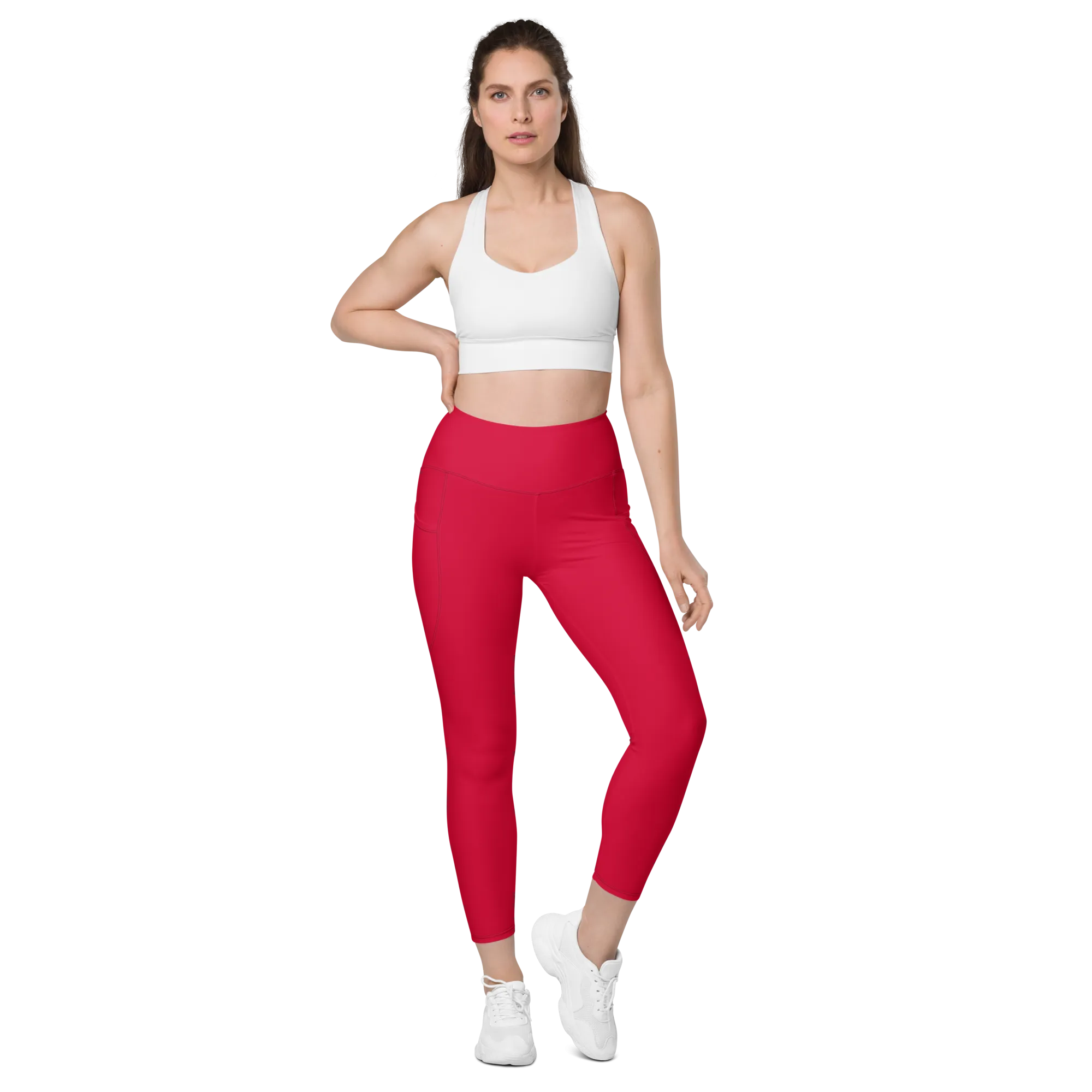 All Red Leggings with pockets