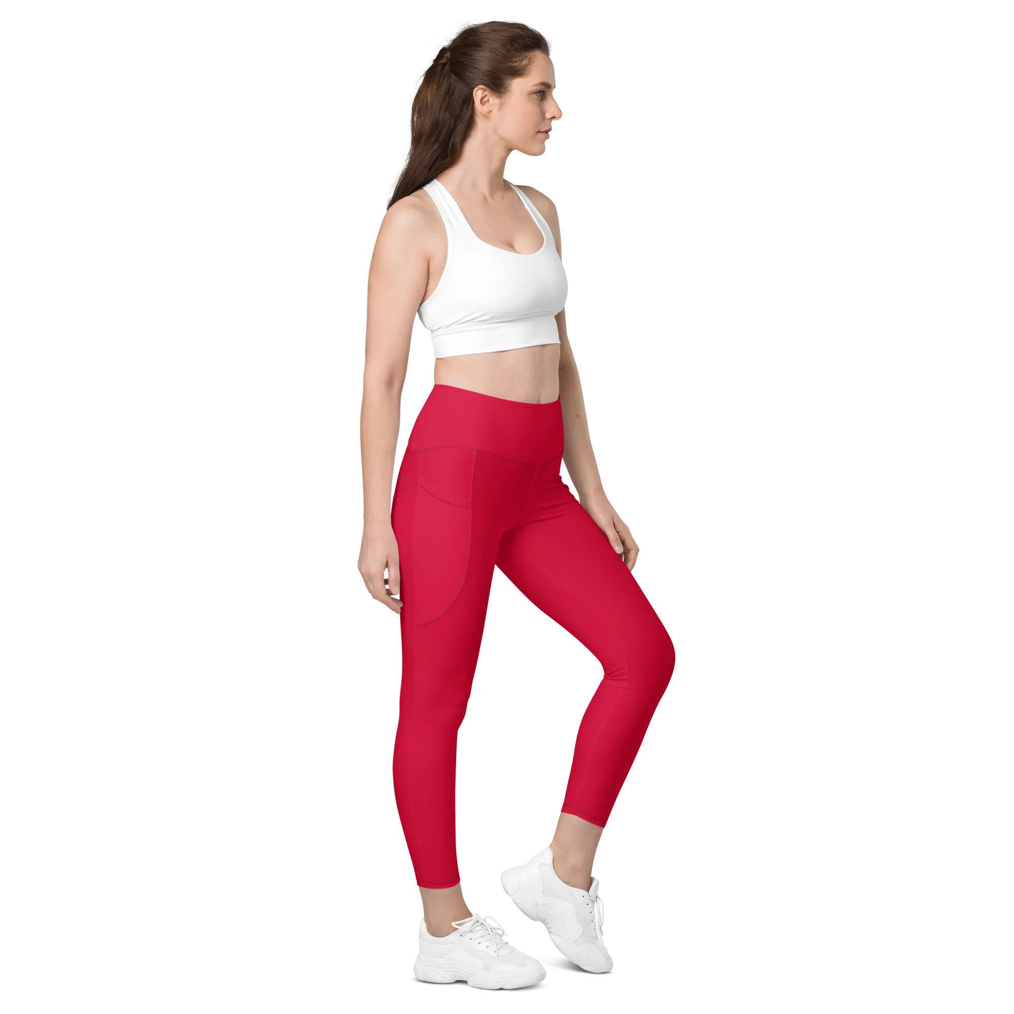 All Red Leggings with pockets