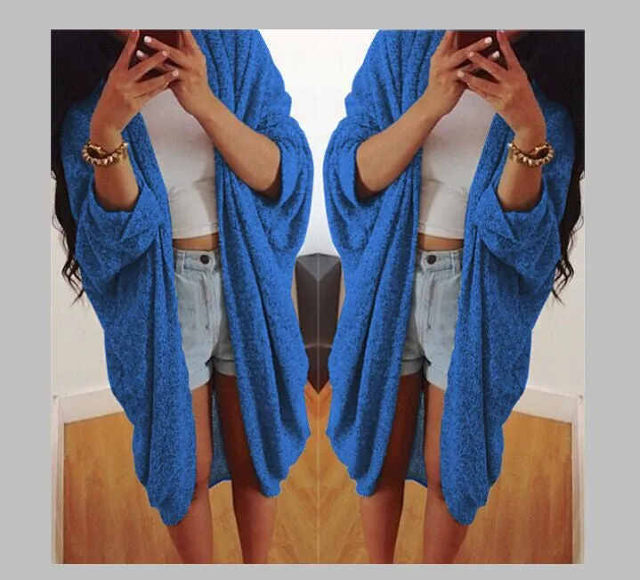 Batwing Solid Pleated Long Cardigan Coat