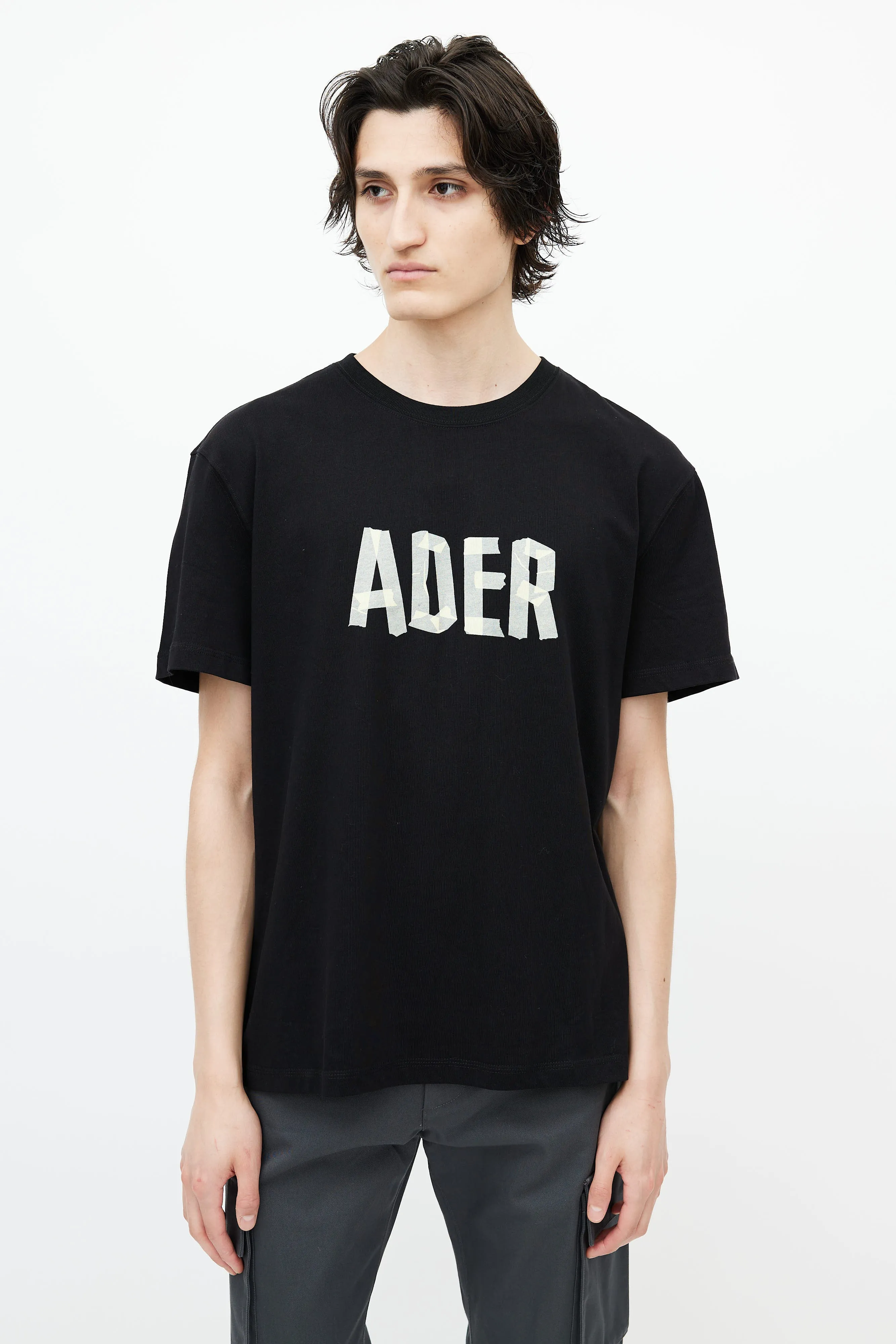 Black Cotton Tape Logo T-Shirt