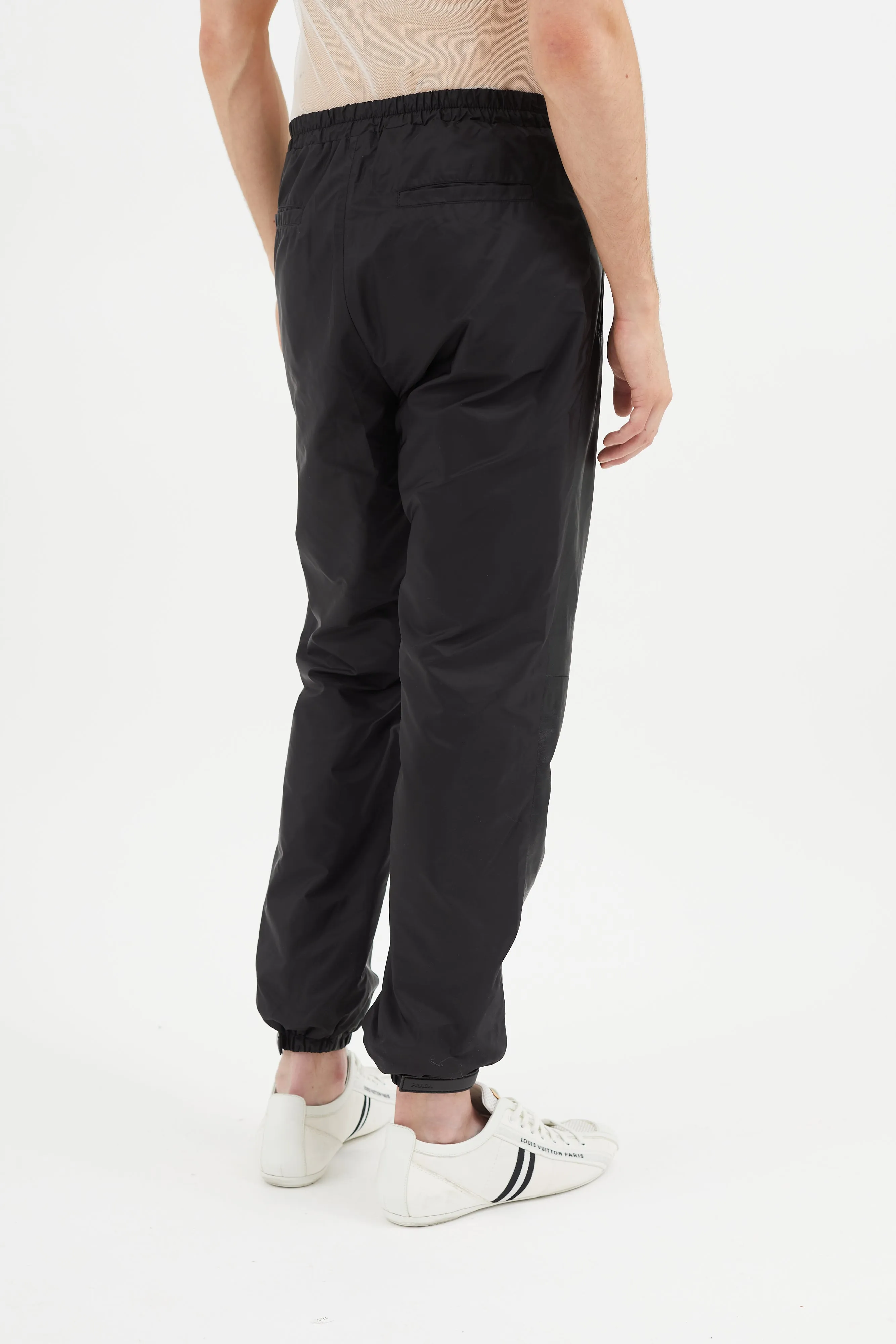 Black Nylon Leather Trouser