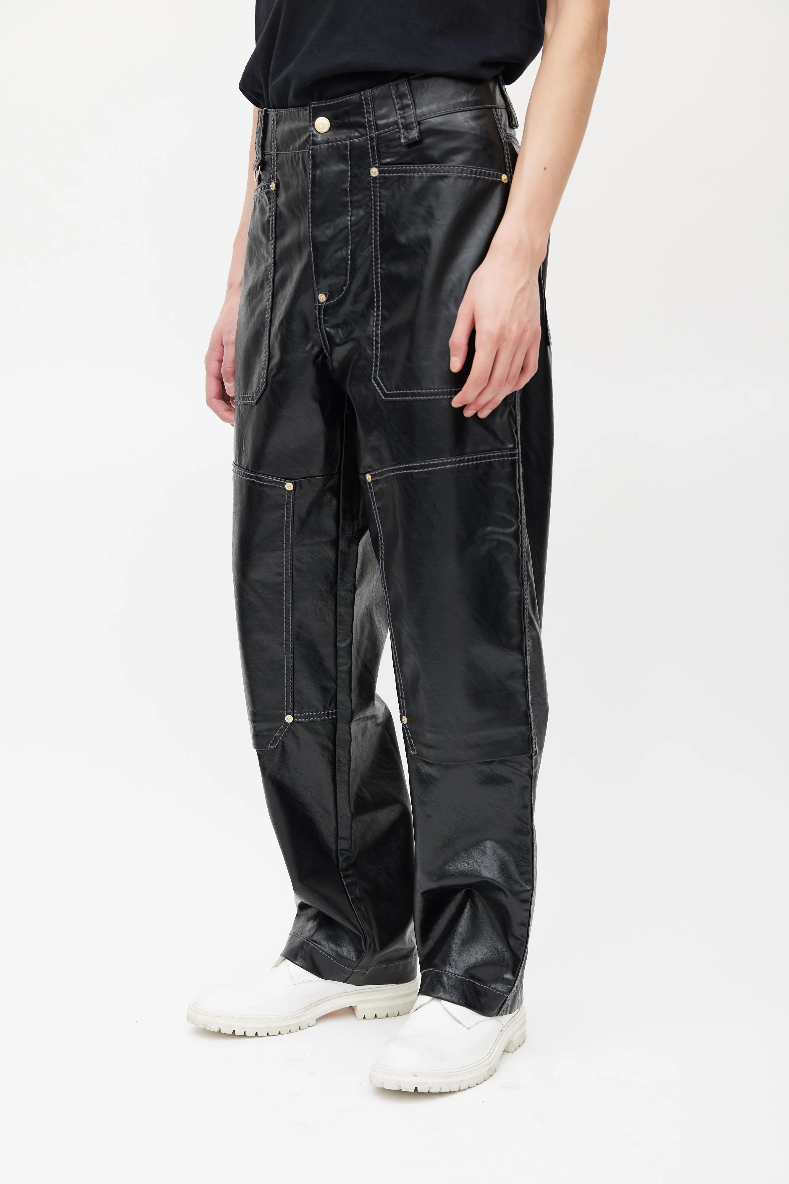 Black Vegan Patent Leather Trouser
