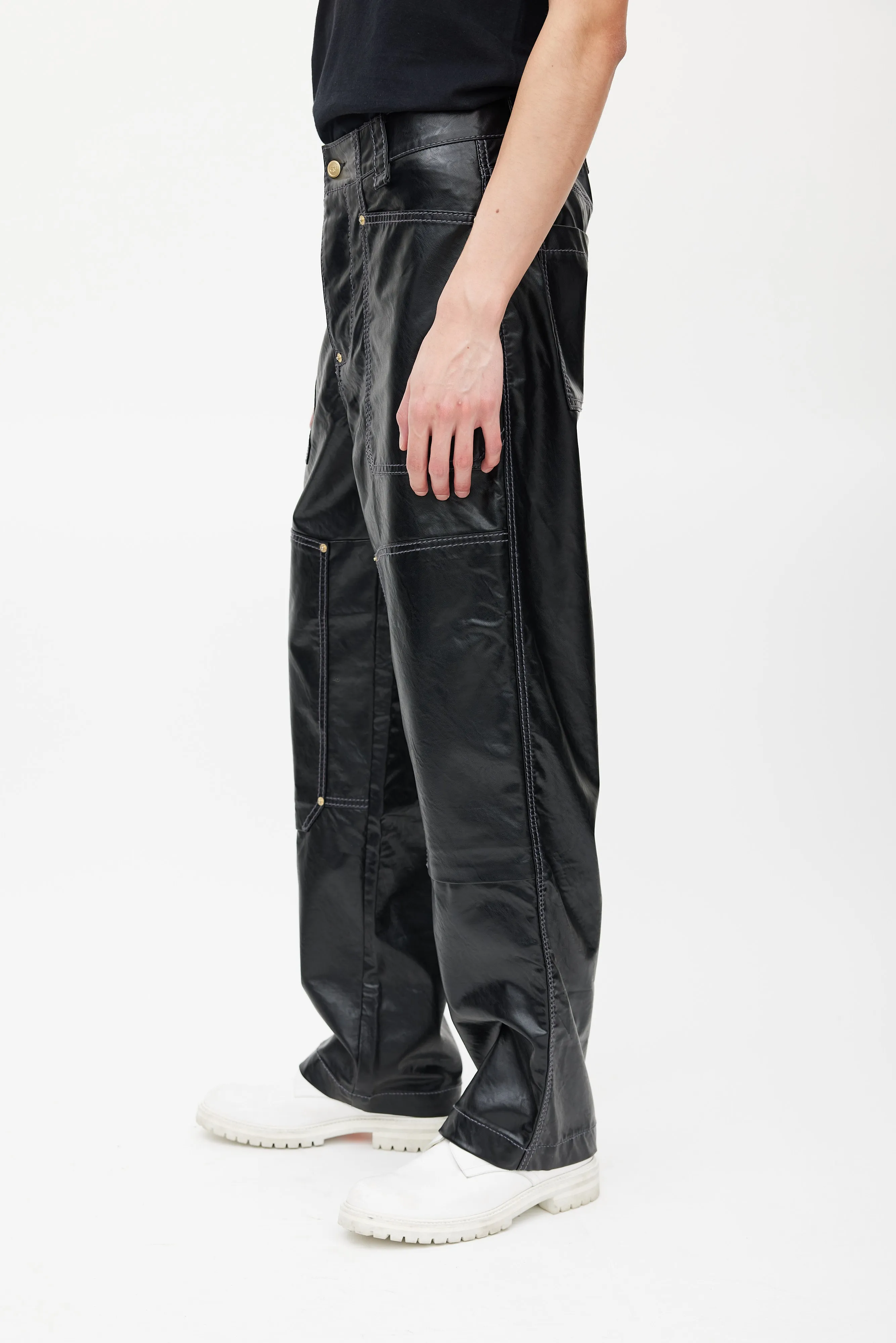 Black Vegan Patent Leather Trouser
