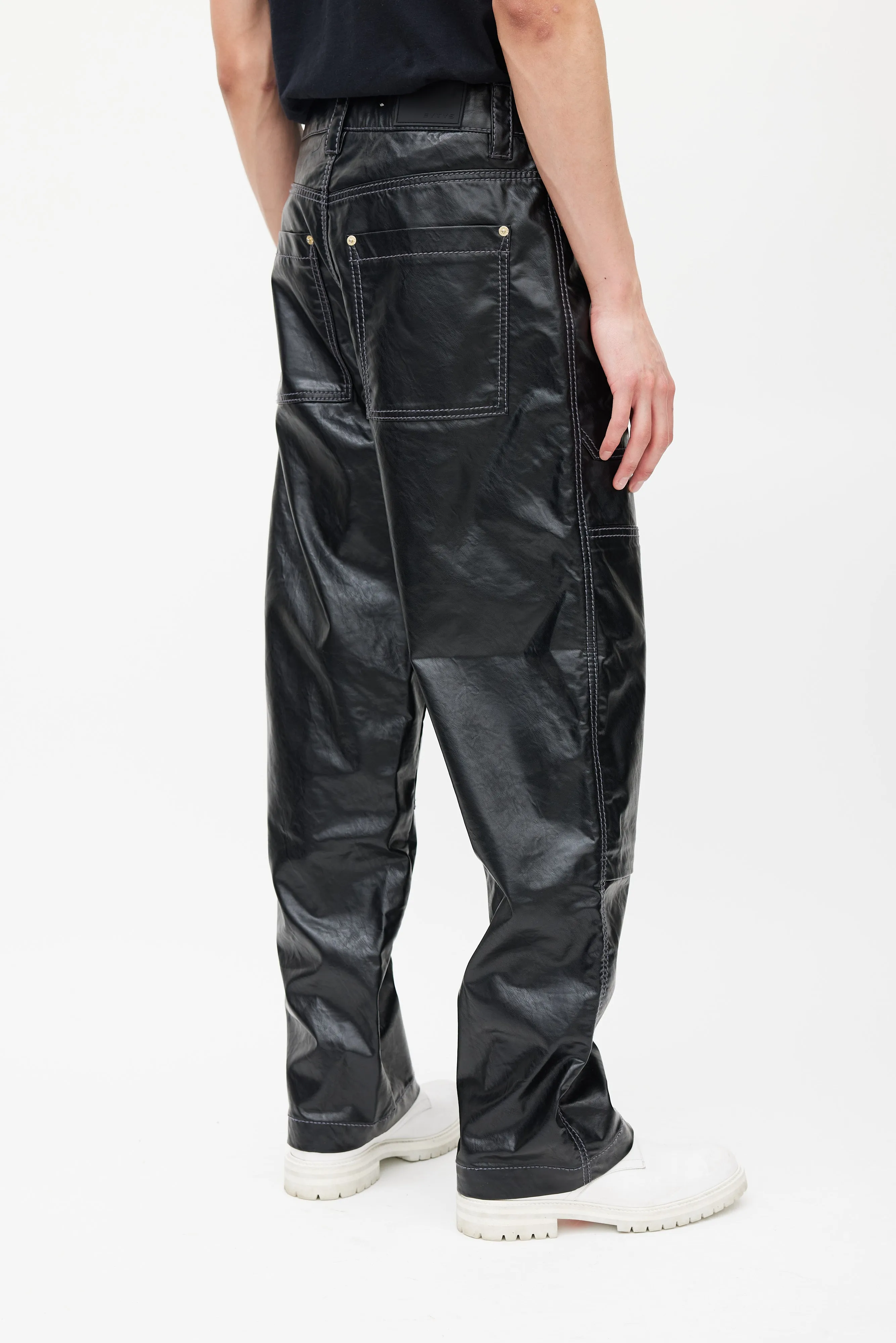 Black Vegan Patent Leather Trouser