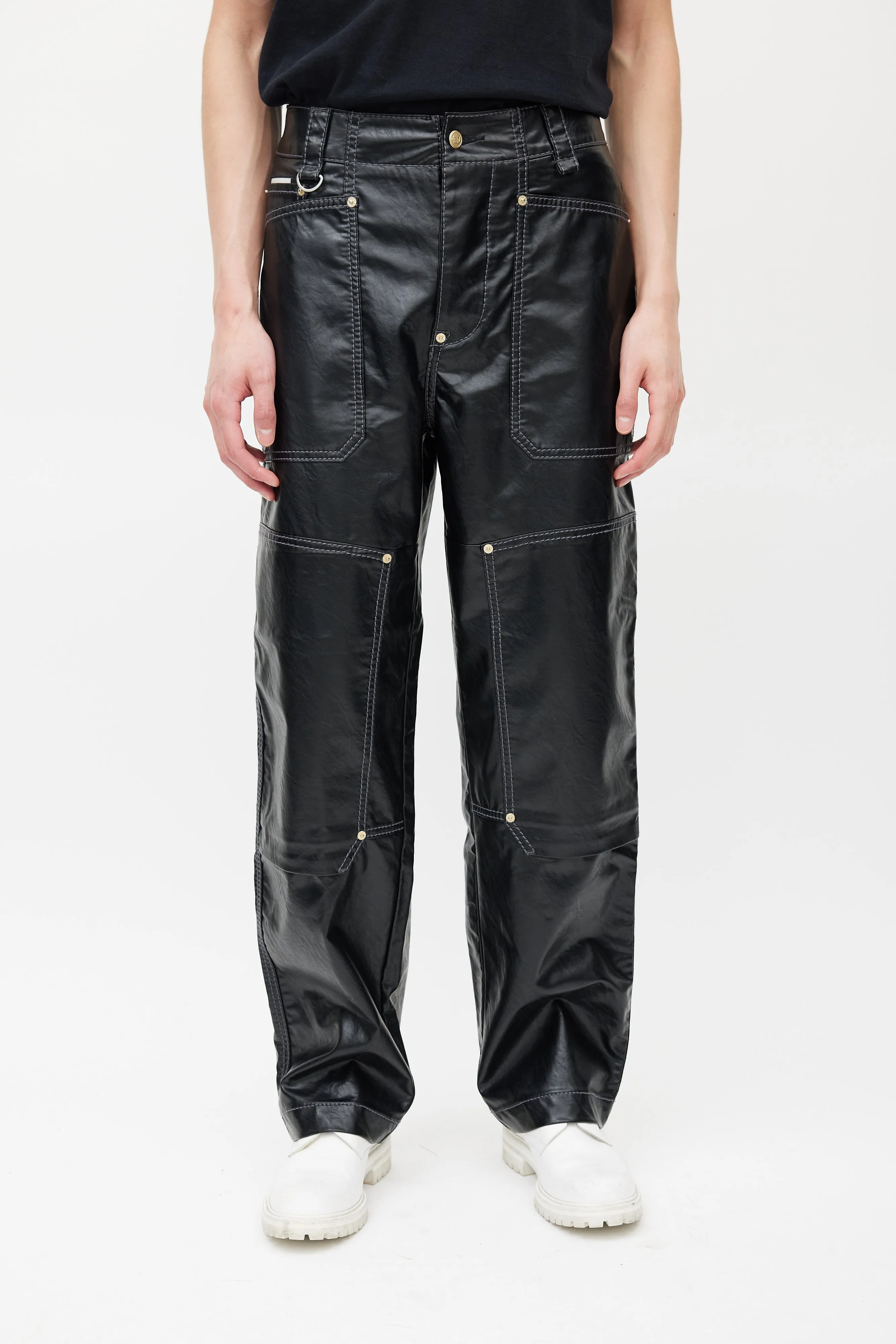 Black Vegan Patent Leather Trouser