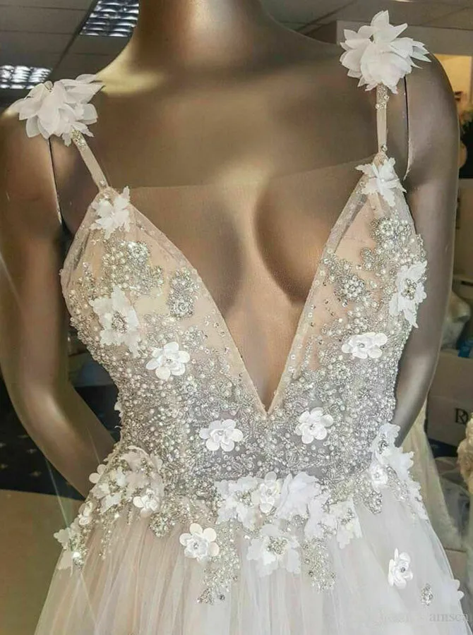 Boho Wedding Dresses,Open Back Wedding Dress,Beach Bridal Dress,Romantic Wedding Dress,WD00243