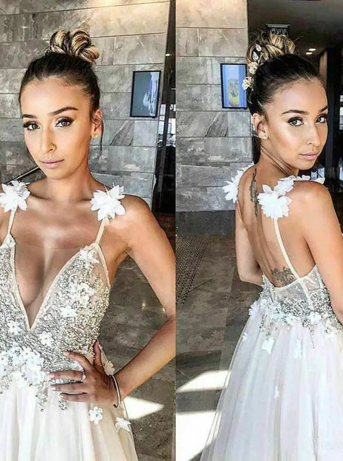 Boho Wedding Dresses,Open Back Wedding Dress,Beach Bridal Dress,Romantic Wedding Dress,WD00243