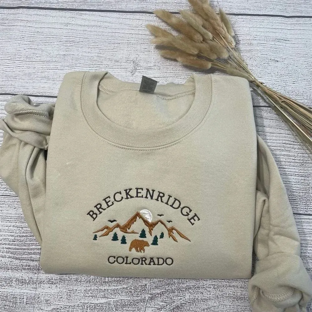 Breckenridge Colorado Embroidered Sweatshirt, Women's Embroidered Sweatshirts