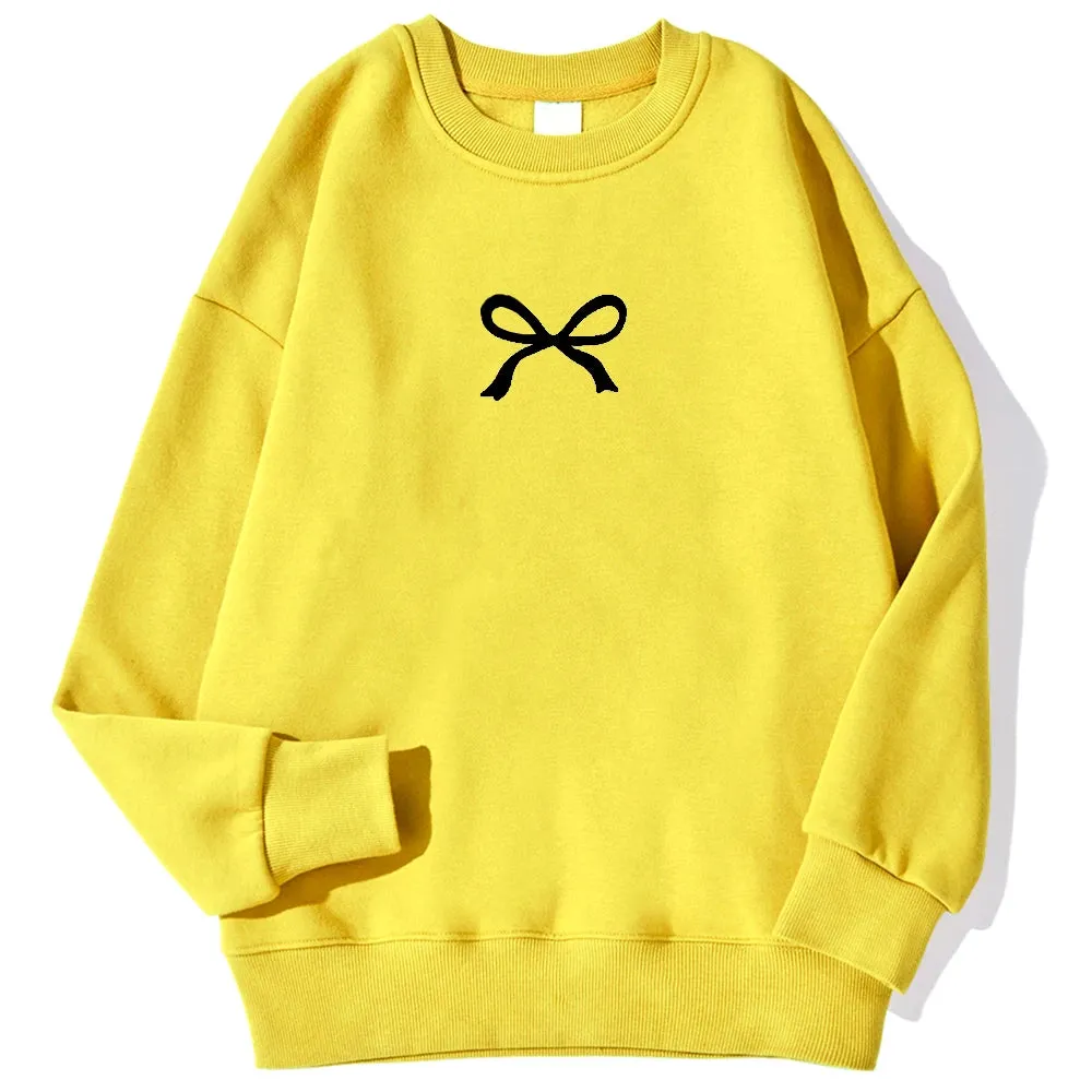 Casual Women's Sweatshirts Kawaii Bow Graphic Prints Pullover Comfortable Warm Oversize Hoodie Autumn Fleece Soft Female Clothes
