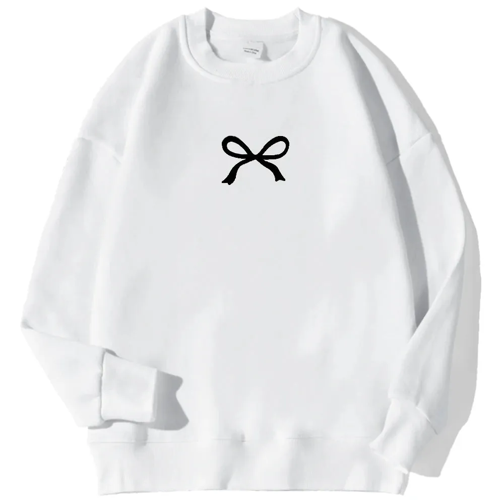 Casual Women's Sweatshirts Kawaii Bow Graphic Prints Pullover Comfortable Warm Oversize Hoodie Autumn Fleece Soft Female Clothes