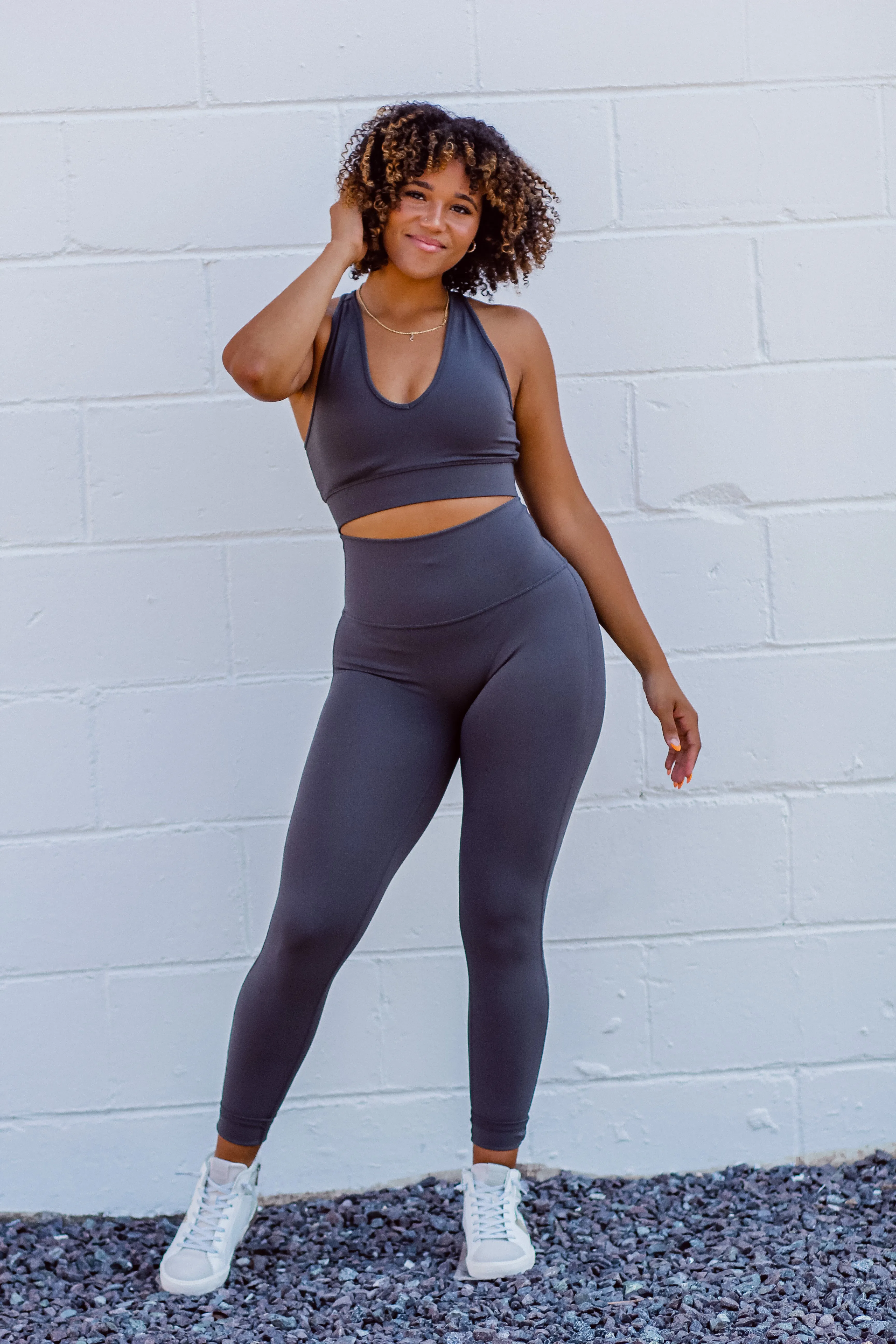 Charcoal Racerback Bra & Legging Set