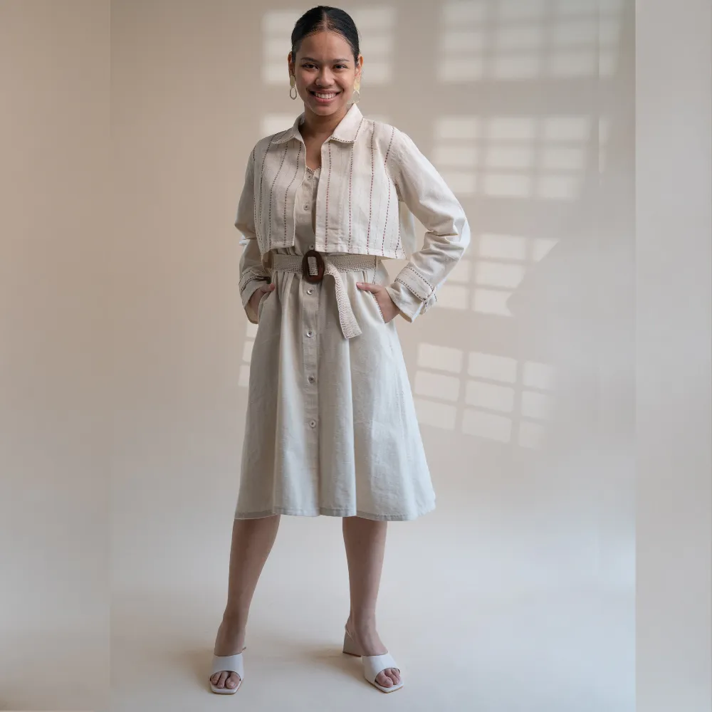 Co-ord Set of Trench Dress & Cropped Jacket | Relaxed Formal Wear