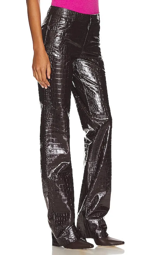 CULTNAKED Croc Boy Faux Leather Trousers in Burgundy