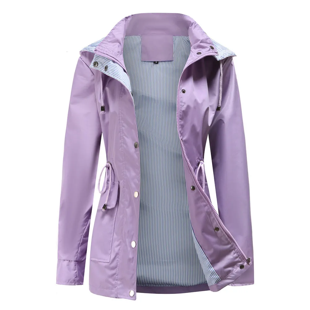 Detachable Hood Trench Coat Women's Women's Plus Size