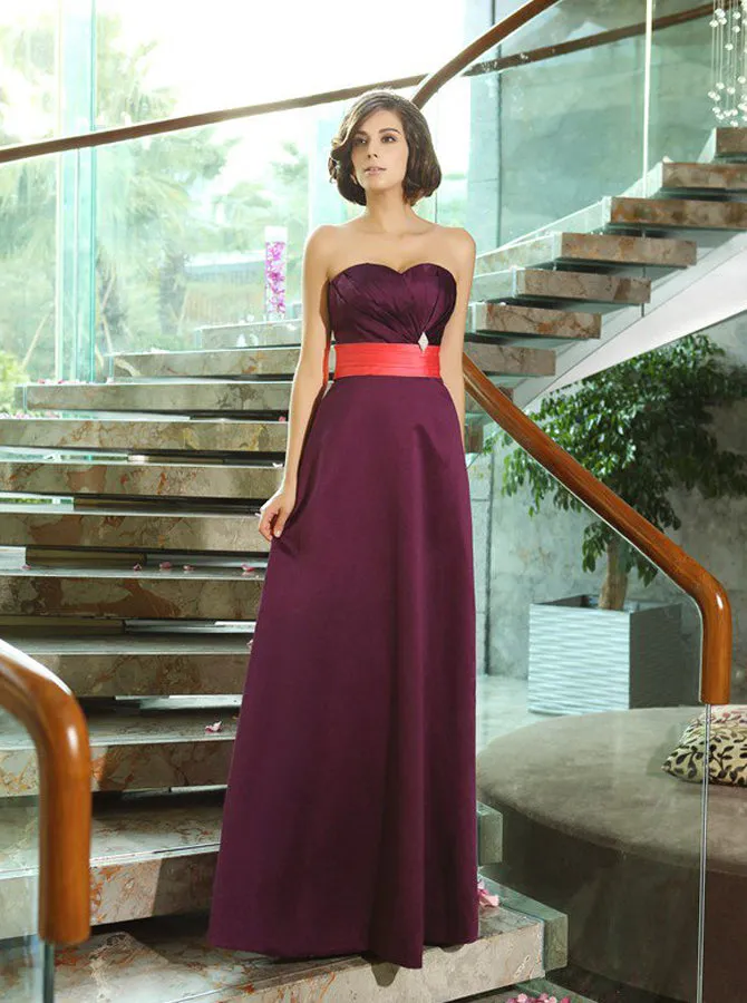 Grape Bridesmaid Dresses,Long Bridesmaid Dress,Satin Bridesmaid Dress,BD00239