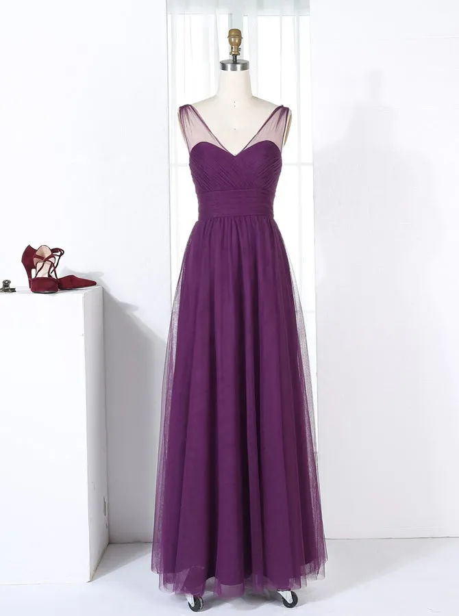 Grape Bridesmaid Dresses,Tulle Bridesmaid Dress,Long Bridesmaid Dress,BD00280