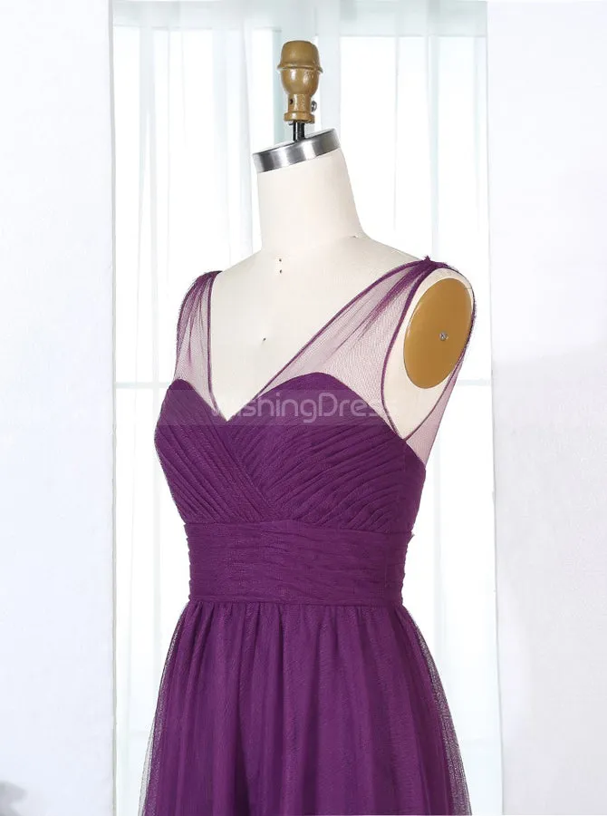 Grape Bridesmaid Dresses,Tulle Bridesmaid Dress,Long Bridesmaid Dress,BD00280
