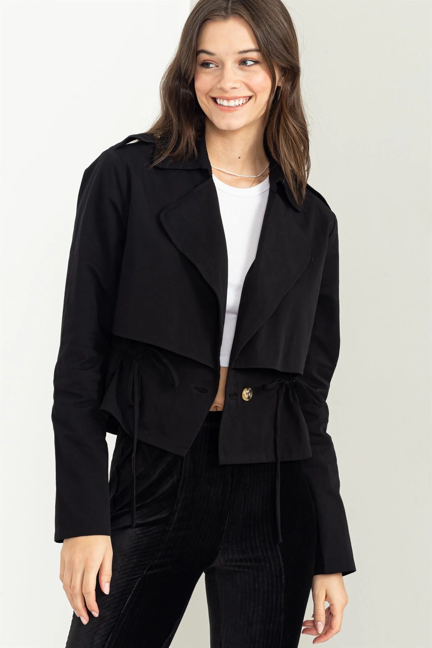 HF23F617-SHORT TRENCH JACKET