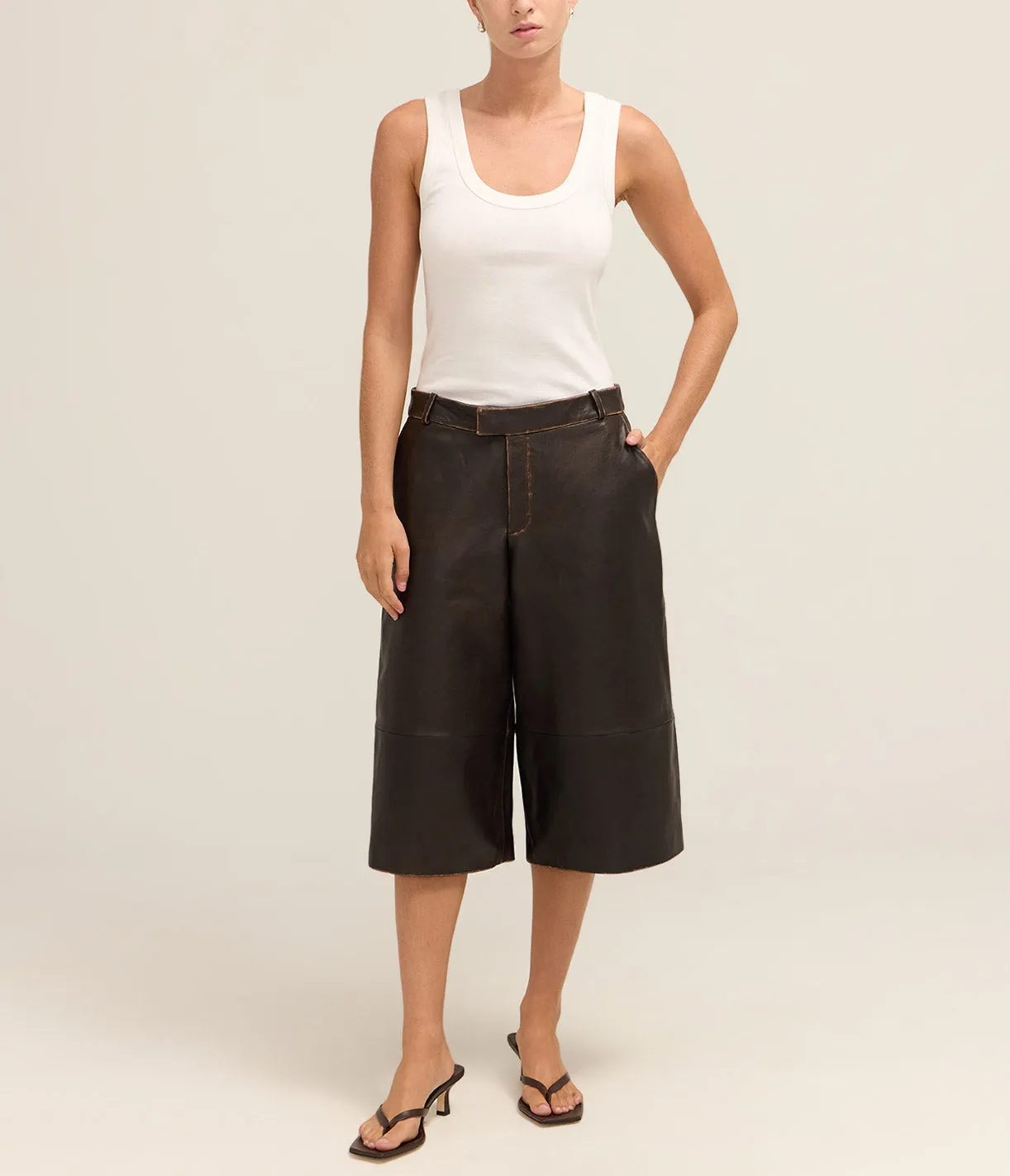 Jina Lamb Vintage Shorts in Brown