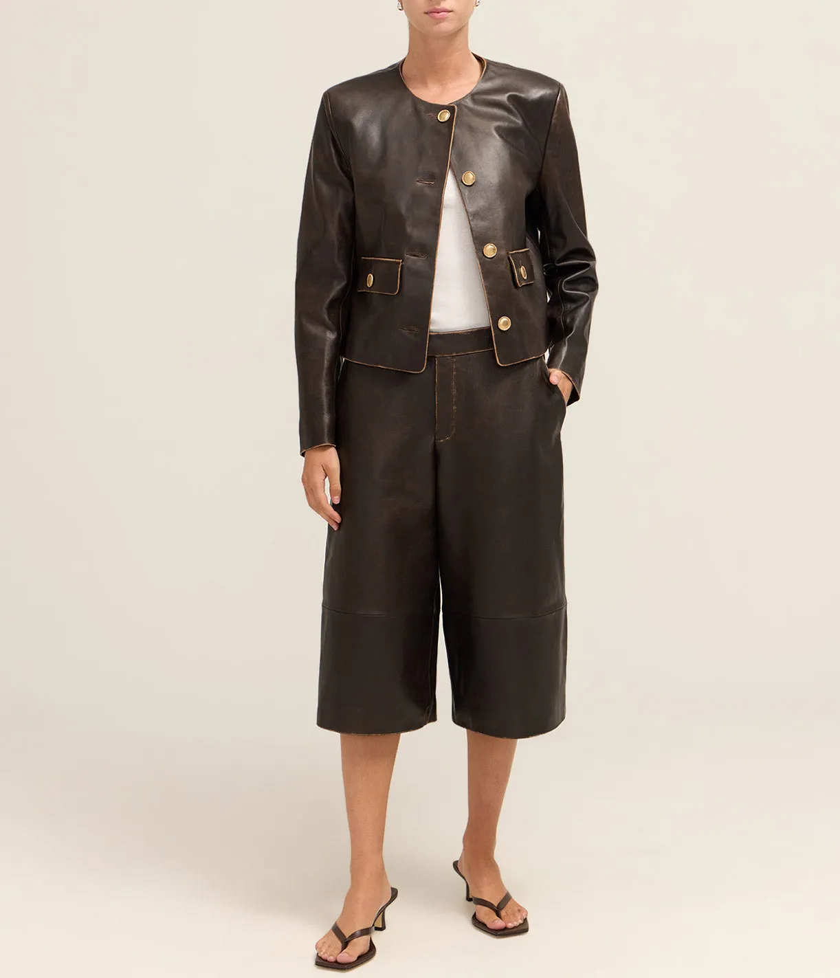 Jina Lamb Vintage Shorts in Brown