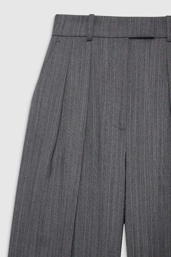 LOU TROUSER - BLACK AND GREY STRIPE