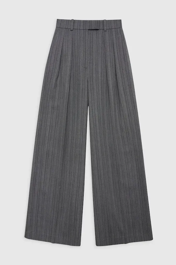 LOU TROUSER - BLACK AND GREY STRIPE