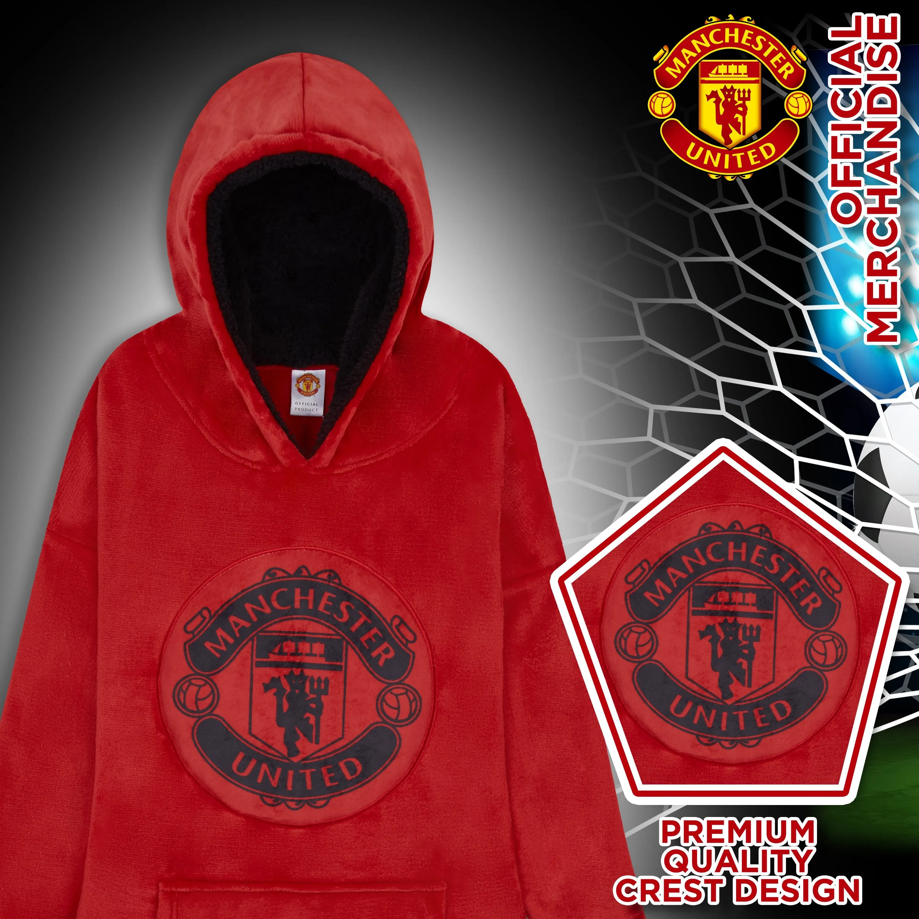 Manchester United Red Oversized Poncho for Kids