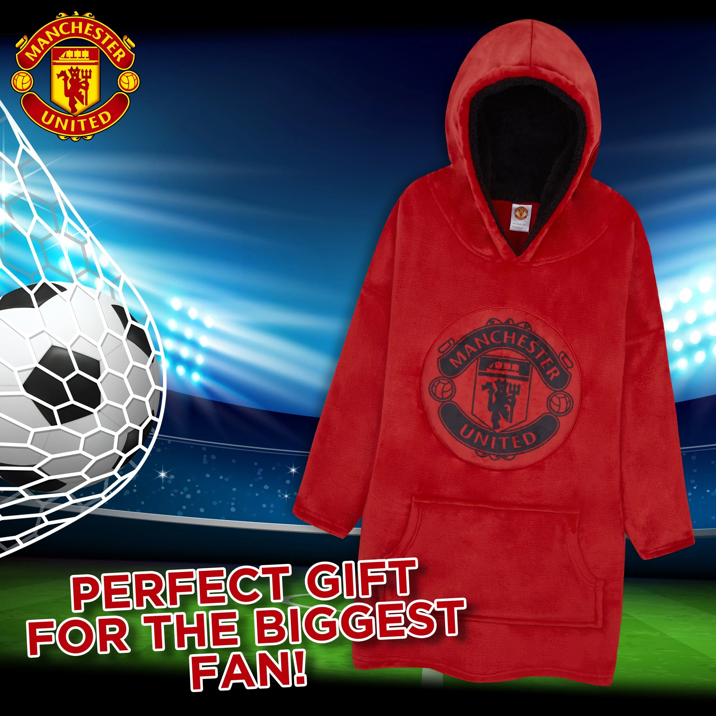 Manchester United Red Oversized Poncho for Kids