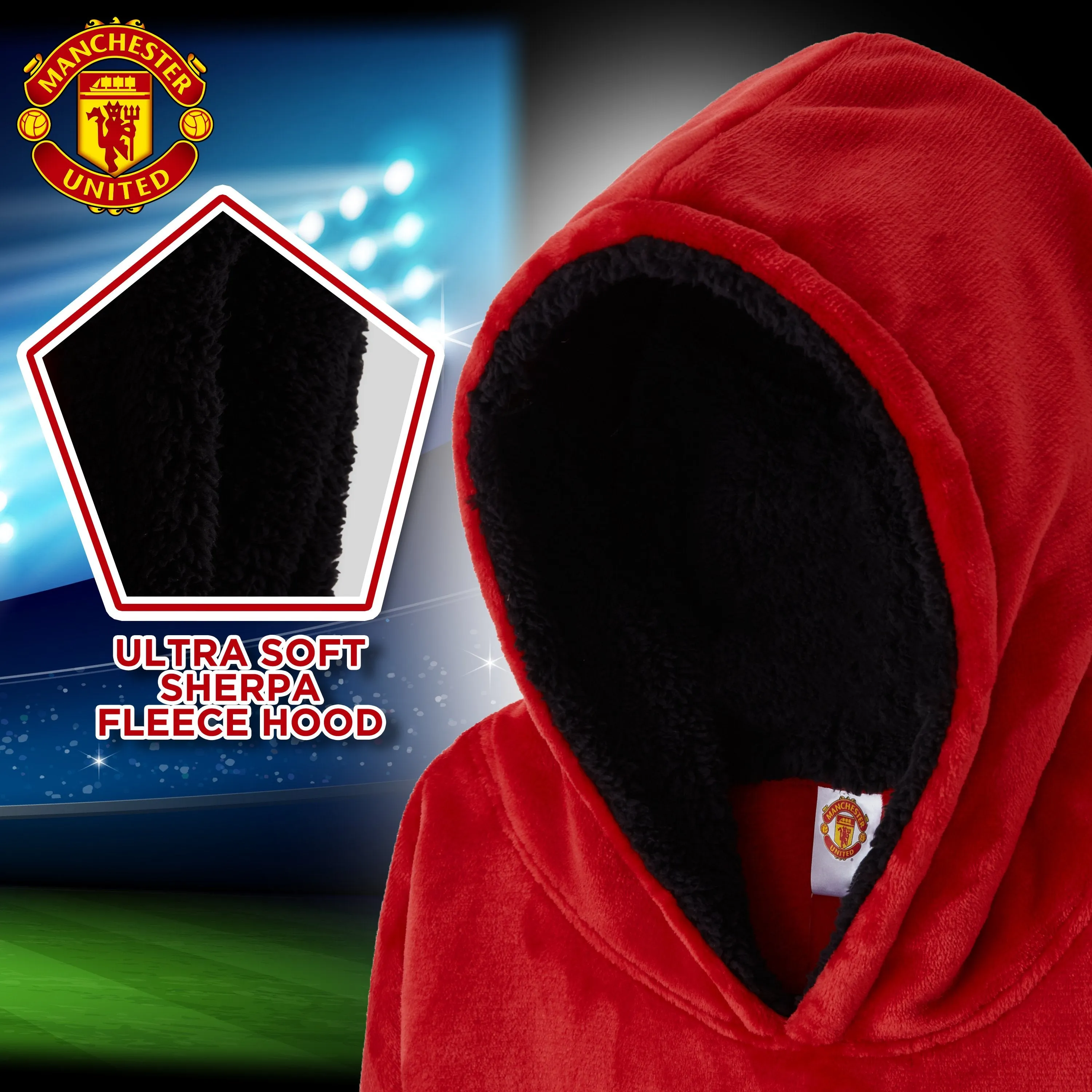 Manchester United Red Oversized Poncho for Kids
