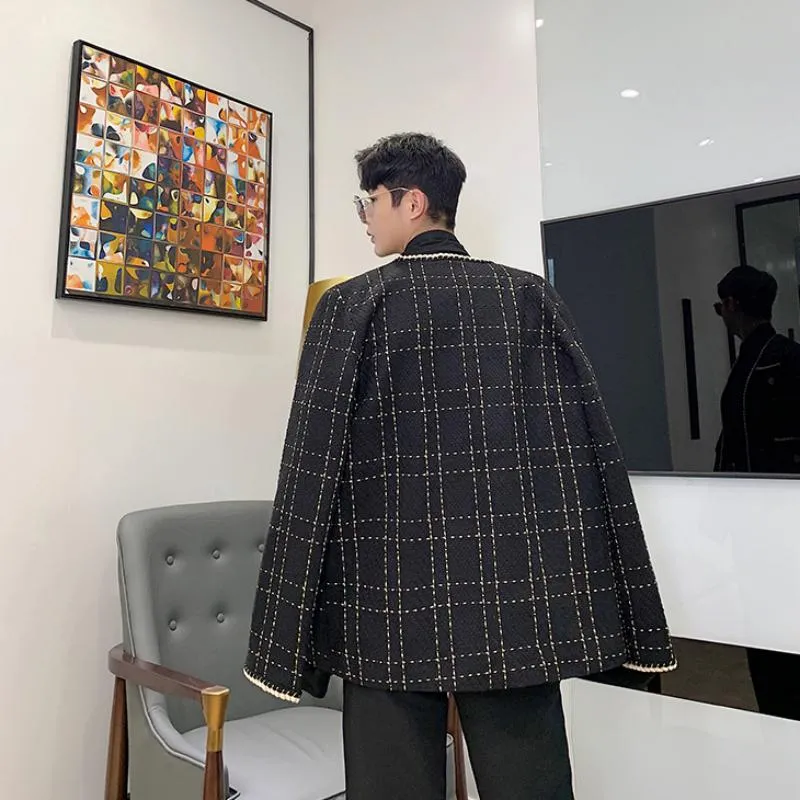 Men's Autumn Casual Loose Plaid Blazer