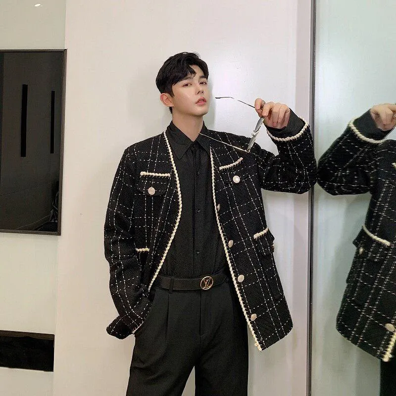 Men's Autumn Casual Loose Plaid Blazer
