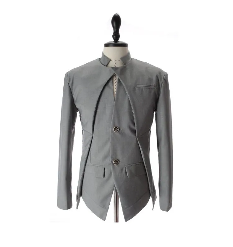 Men's Autumn Slim Suit Blazer With Asymmetrical Design