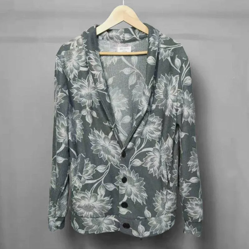 Men's Autumn Thin Blazer With Floral Print