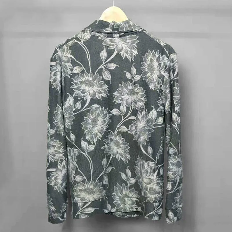 Men's Autumn Thin Blazer With Floral Print