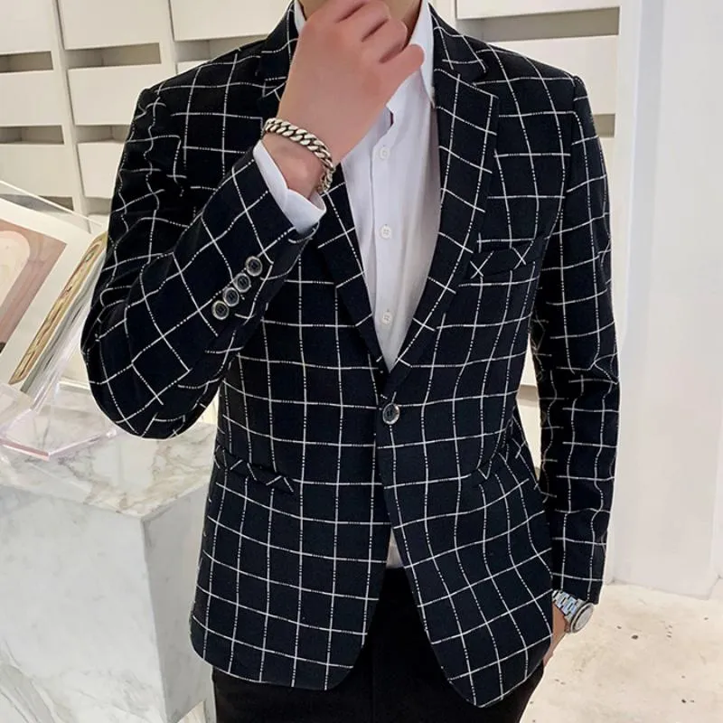 Men's Casual Plaid Blazer | Plus Size