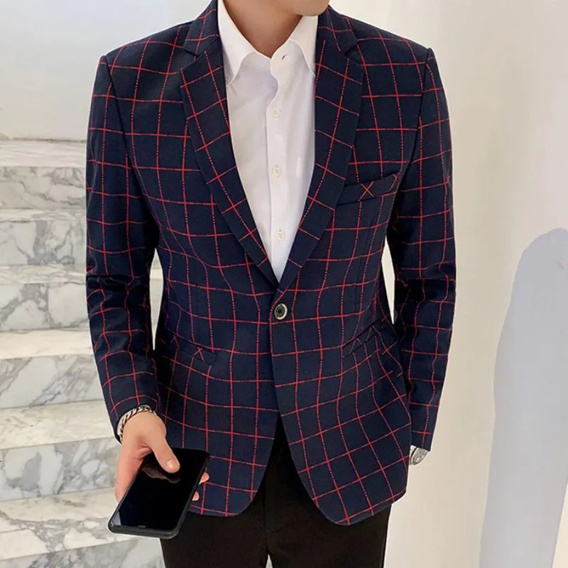 Men's Casual Plaid Blazer | Plus Size