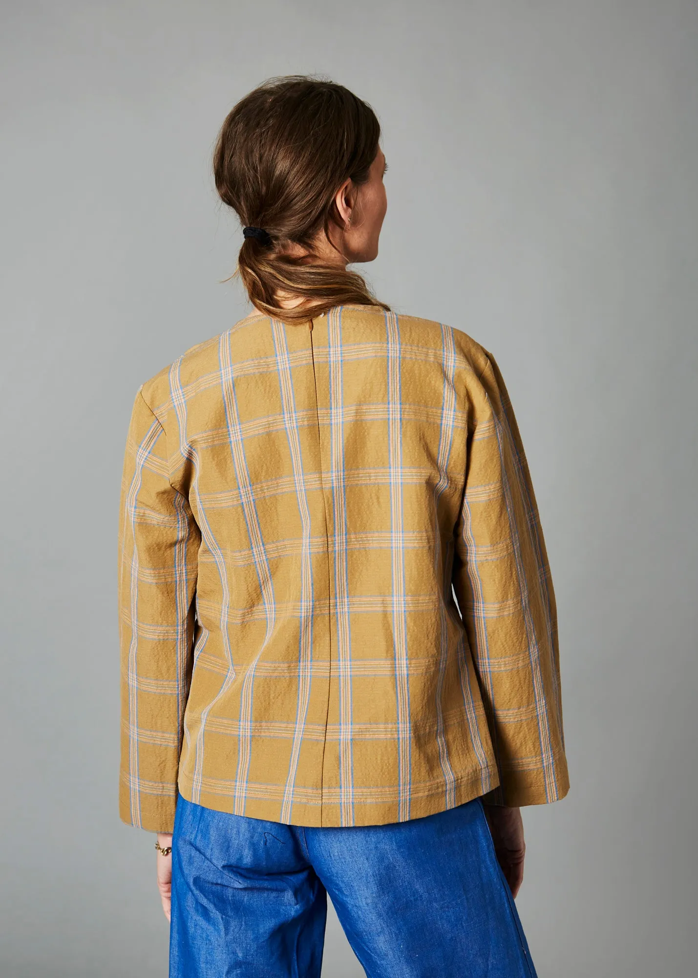 Monica Top, Mustard Window Pane & Denim