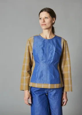 Monica Top, Mustard Window Pane & Denim