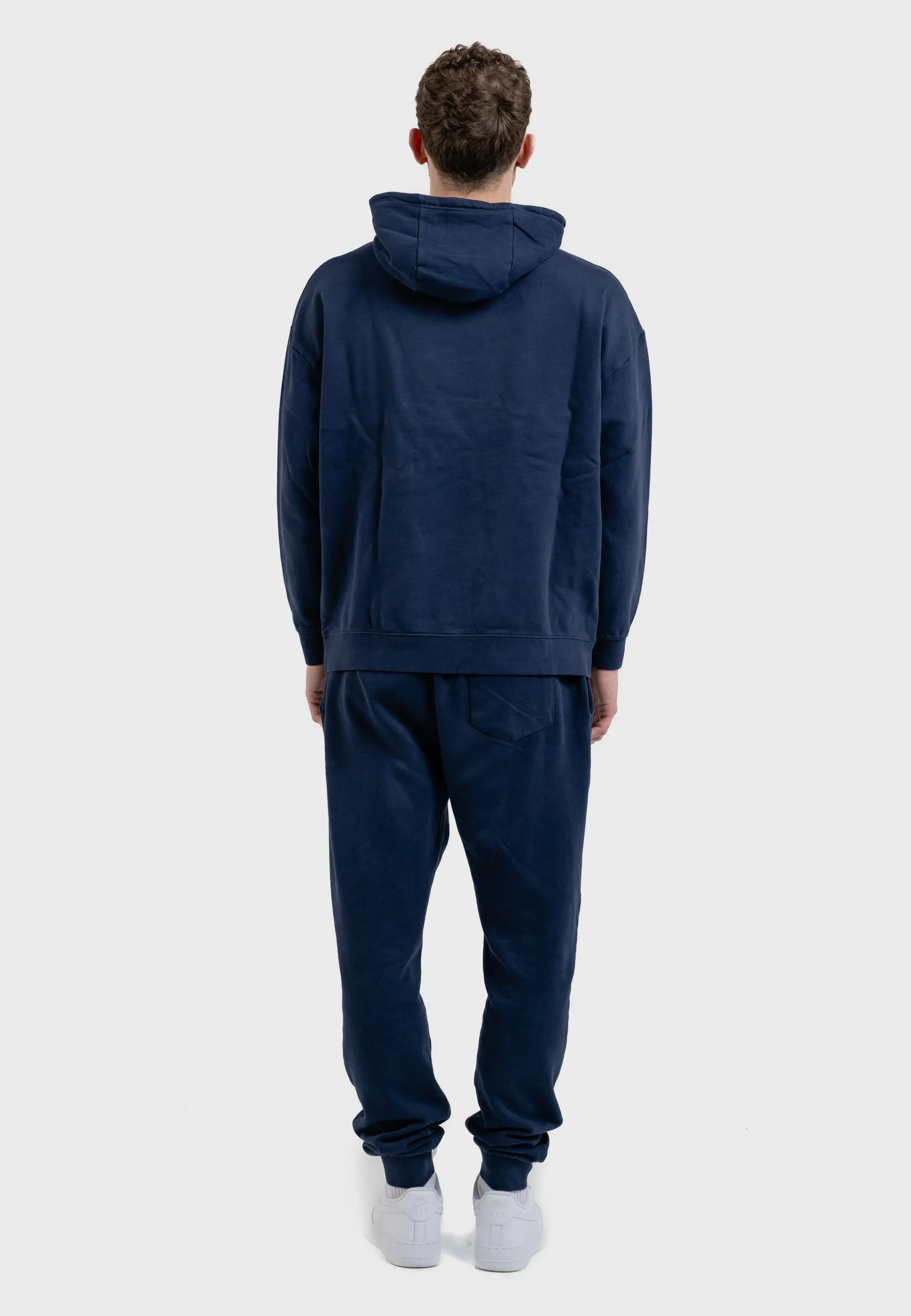 Oversized spectral-reflective Logo Garment Dyed Hoodie Navy Blue