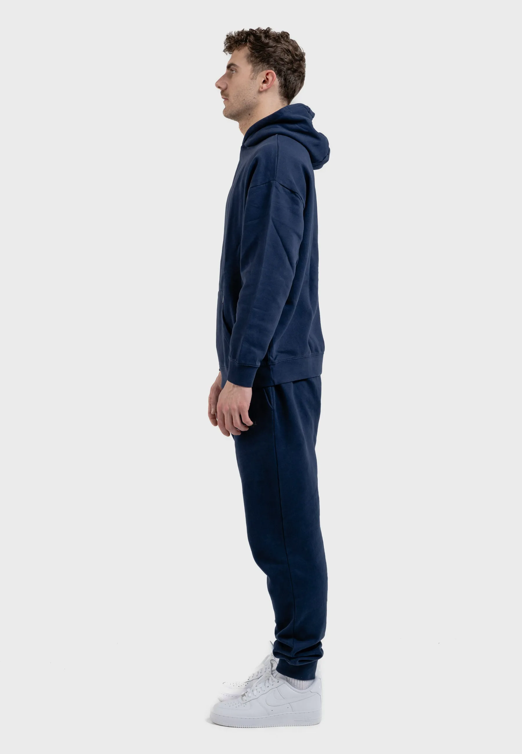 Oversized spectral-reflective Logo Garment Dyed Hoodie Navy Blue