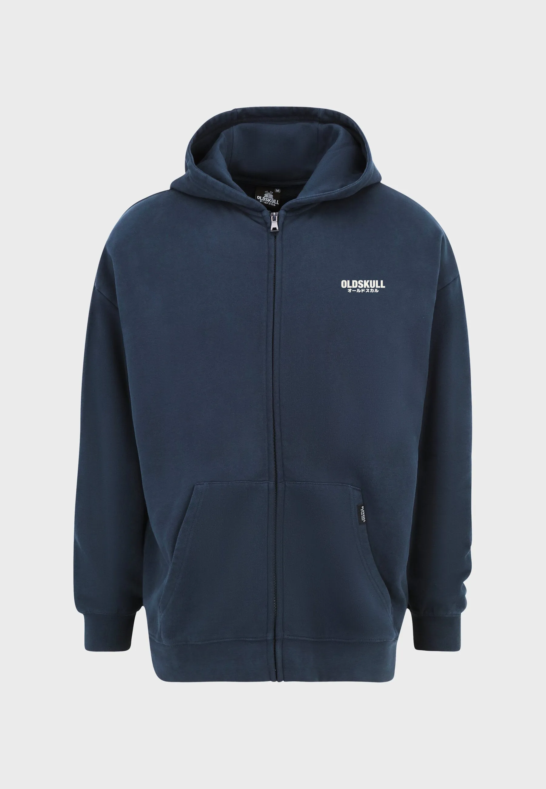 Oversized spectral-reflective Logo Garment Dyed Zipper Navy Blue
