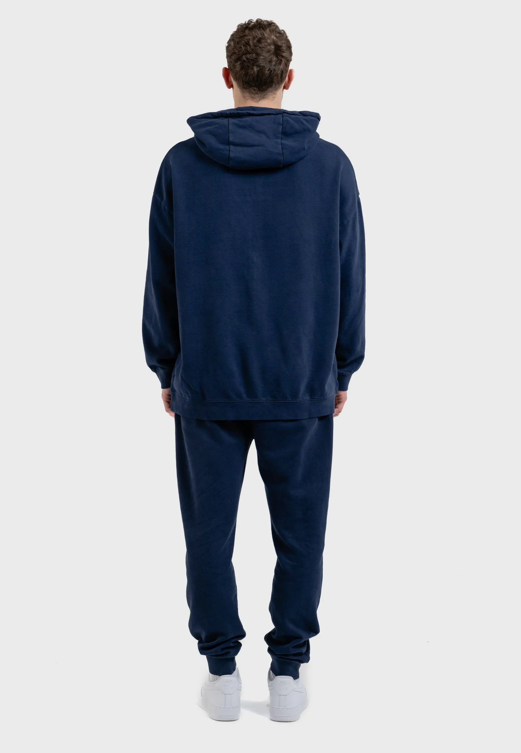 Oversized spectral-reflective Logo Garment Dyed Zipper Navy Blue